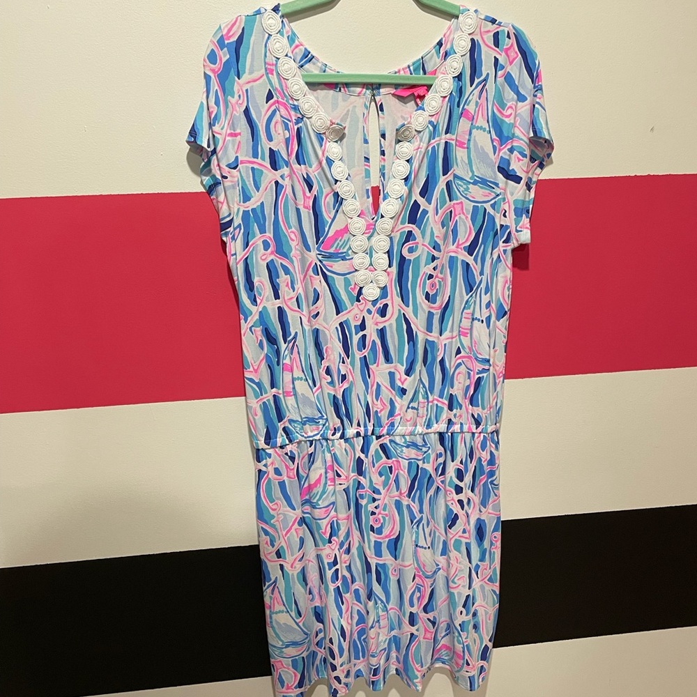 Lilly Pulitzer Reble Short Sleeve Skort Romper Size XL Reel Nauti
